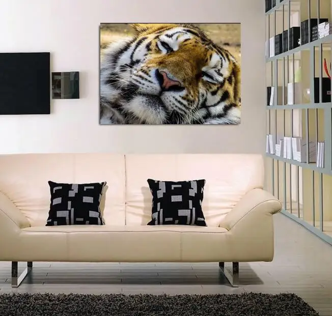 

New Fashion Home Decals 3D Printing Sleeping Tiger Paintings Living Room Pictures Canvas Pictures