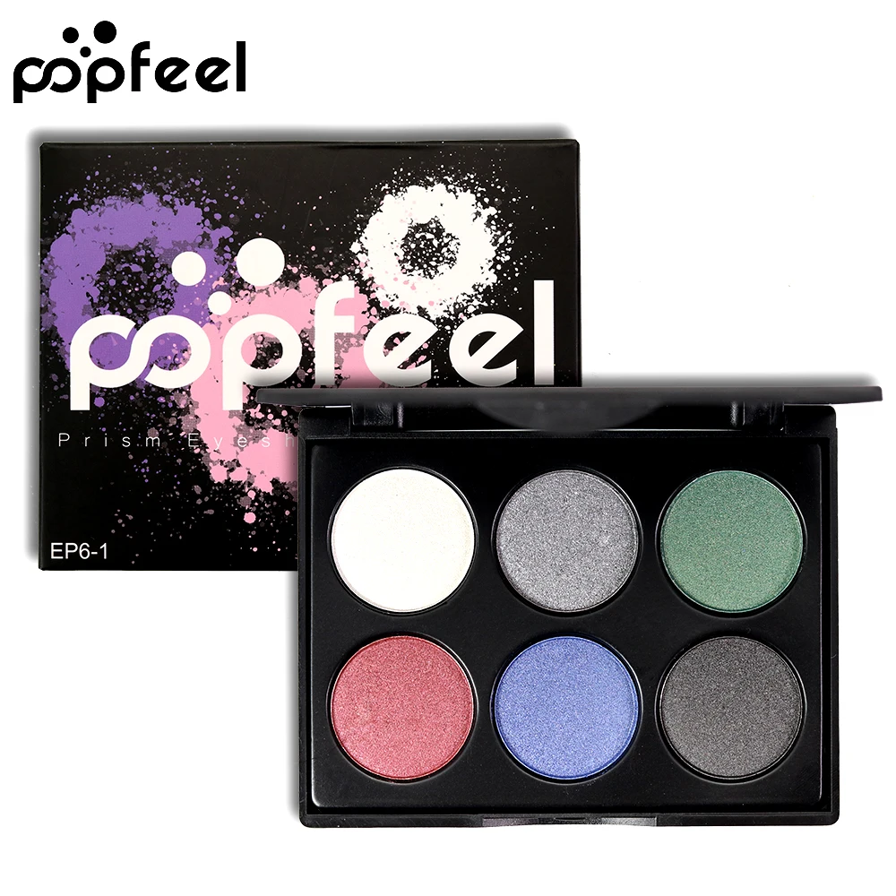 Popfeel тени для век 6 цветов макияж глаз мерцающий блеск профессиональные