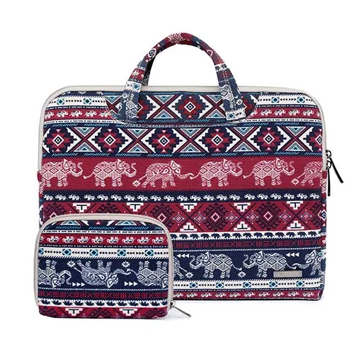Bohemian 2 Красный синий лист ноутбук handag мягкая Холщовая Сумка для ноутбука 12 13,3 15 15,6 Компьютерная сумка-слинг рукав для macbook pro - Цвет: Bohemian 2