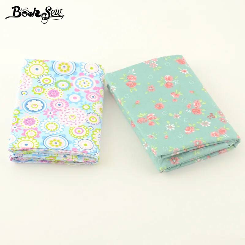 Booksew Cotton Twill Fabric Flower Pattern Tecido Tissue 2pcs 50cmX100cm Sewing Cloth Quilting For Baby Patchwork Bedding Craft | Дом и сад