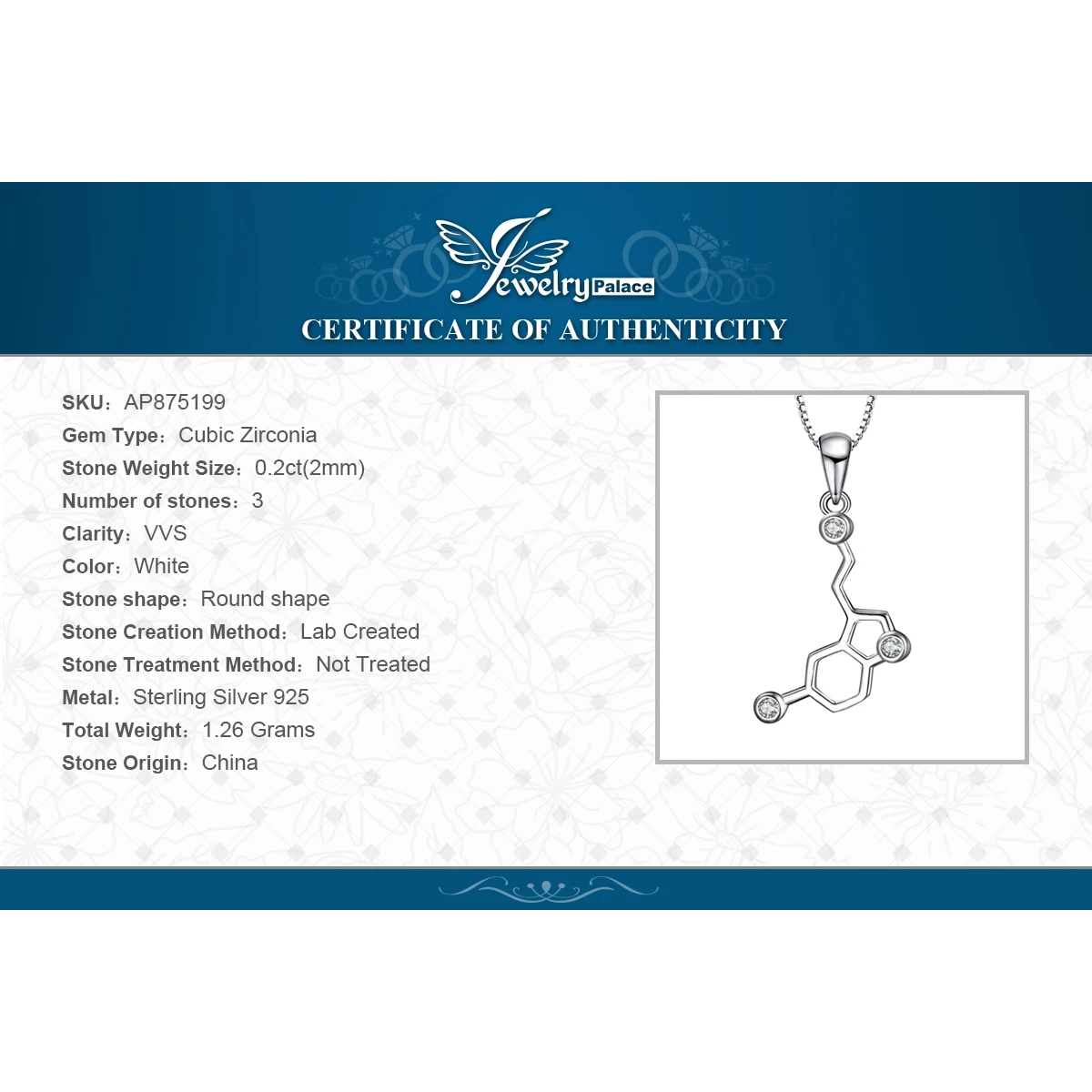 

Jpalace Serotonin Dopamine Pendant Necklace 925 Sterling Silver Choker Statement Necklace Women Silver 925 Jewelry No Chain