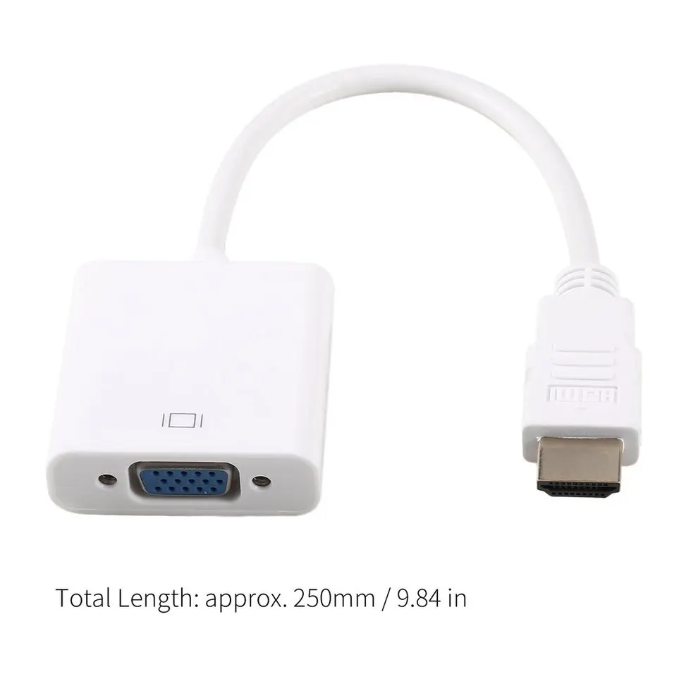 2 шт. Белый HDMI мужчина к VGA Женский видеокабель шнур конвертер адаптер 1080 P |