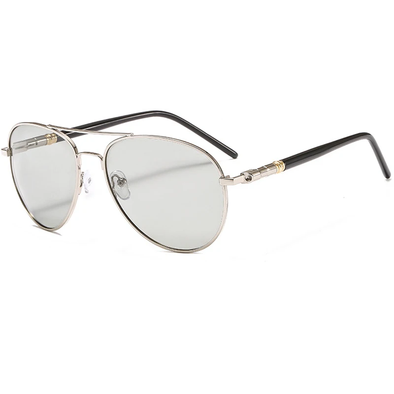 silver Photochromic Aoron брендовые Дизайнерские мужские фотохромные солнцезащитные очки пилота для вождения, поляризационные солнцезащитные очки, металлические очки - Цвет линз: silver Photochromic