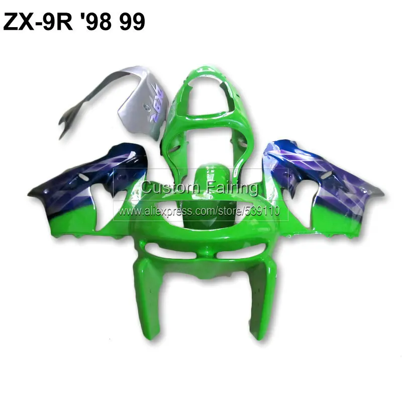 Комплект обтекателей для мотоцикла Kawasaki ZX9R zx 9r 1998 1999 Ninja синие серебряные