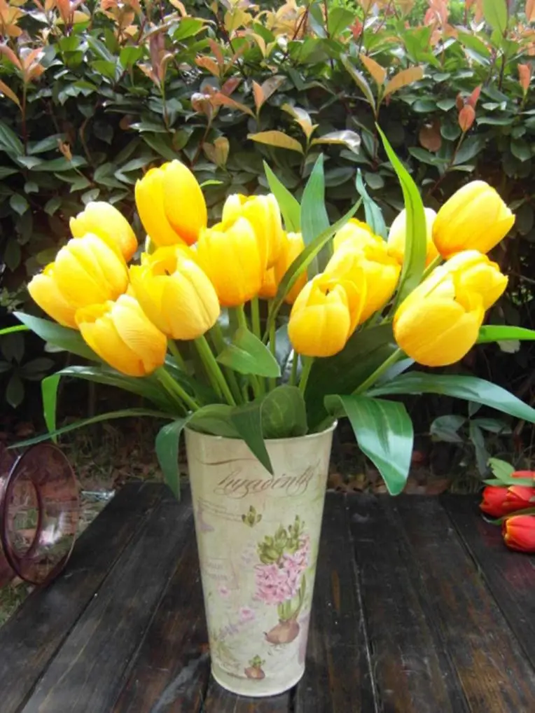 Бесплатная доставка свадебное украшение 9 головок Искусственный тюльпан