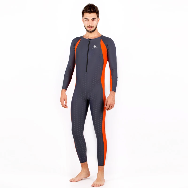 Men Professional One Piece Full Body Bathing Swim Suit Male Long Sleeve Surfing Sport Diving Windsurfing Rash Guard Swimwear