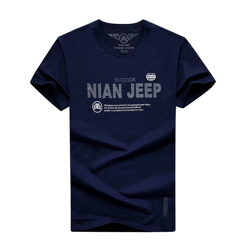 Футболка NIANJEEP мужская с круглым вырезом тенниска из 95% хлопка Спортивная майка