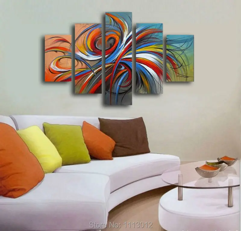 

Hot Sale High Quality Abstract Line Oil Painting On Canvas 5 Pcs Sets Home Decoration Modern Wall Art Picture For Living Room