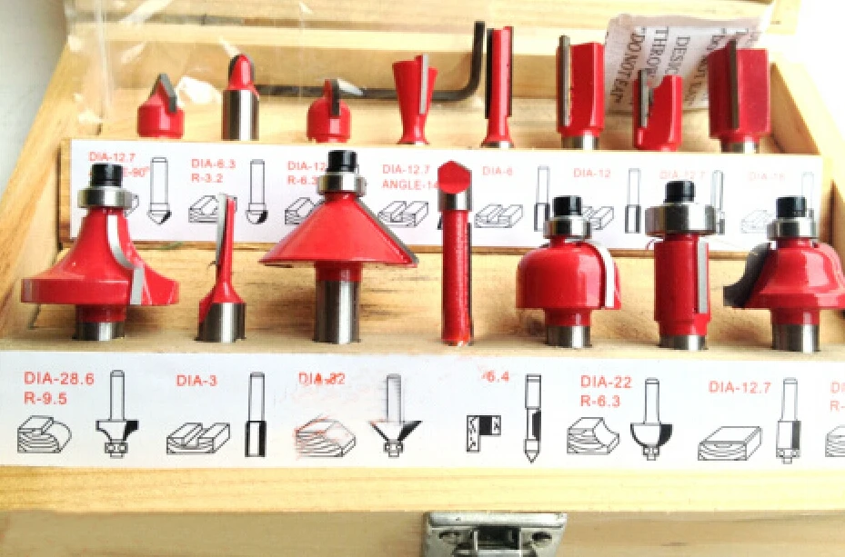 

New 15pc Round Over Router Bit Woodworking Drill Tool 1/4-Inch(6.35mm) Router Bits Set