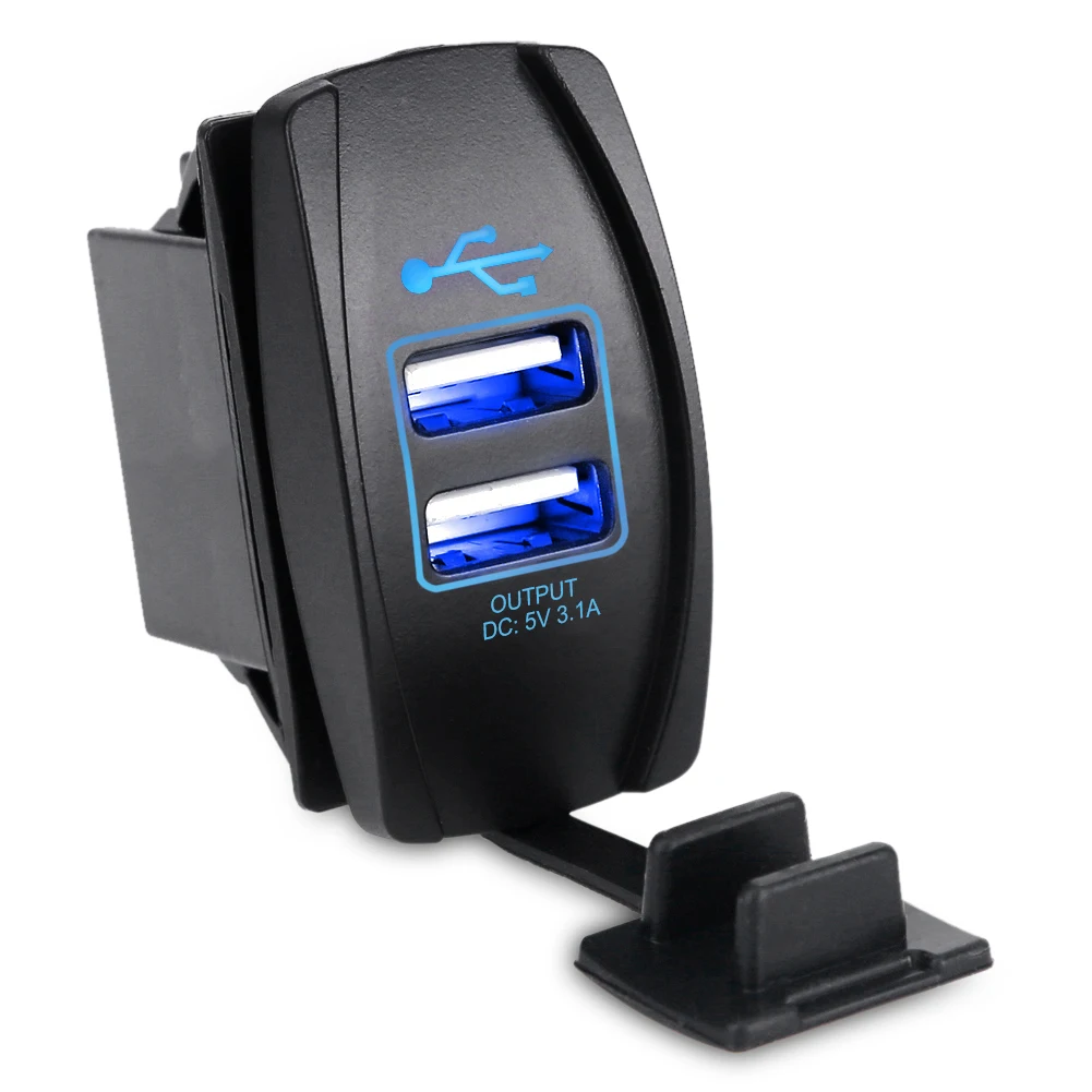 12 В Авто USB Автомобильное зарядное устройство прикуриватель гнездо адаптер для мотоцикла Грузовик Лодка морская розетка двойной USB разъем зарядное устройство - Название цвета: Синий