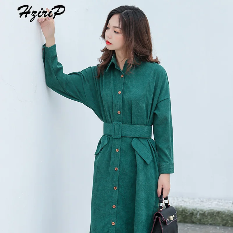 Hzirip темперамент Женский осеннее платье Новинка 2018 года Корейская версия с пояс