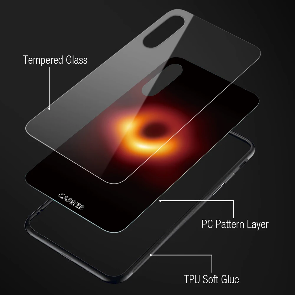 Caseier для iPhone X XS MAX XR чехол M87 черное отверстие стеклянный 8 7 6 S Plus Funda Couque чехлы |