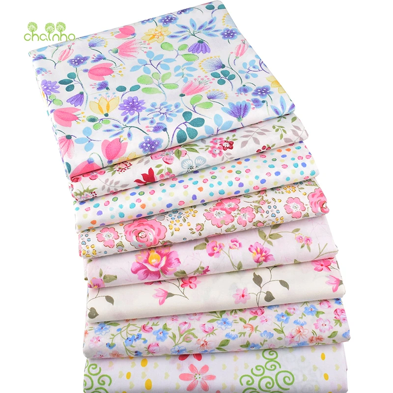

Chainho,Light Floral Series,Printed Twill Cotton Fabric,For DIY Quilting & Sewing Of Baby&Children's Sheet,Pillow,Material,CC309