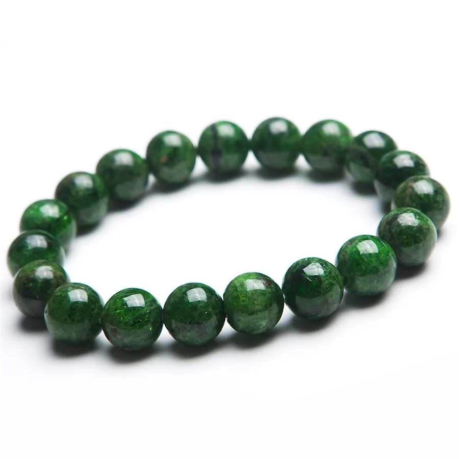

Бесплатная доставка 10мм подлинных природных Deep Green Диопсид Gemstone Женщины Натяжные Круглые Хрустальные бусины браслеты
