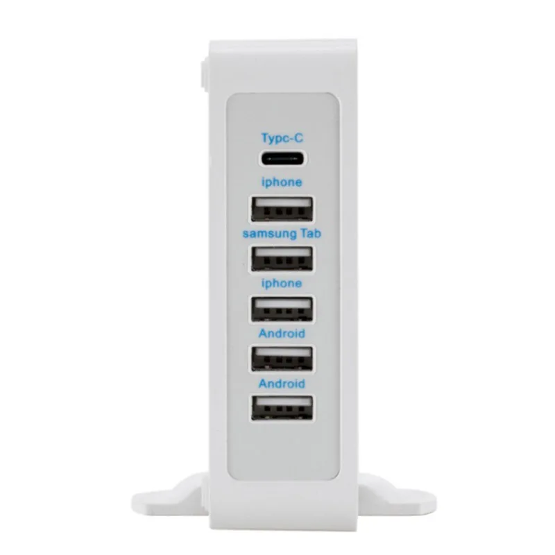 Быстрое зарядное устройство мульти 6 портов USB и C 10А быстрая зарядная станция