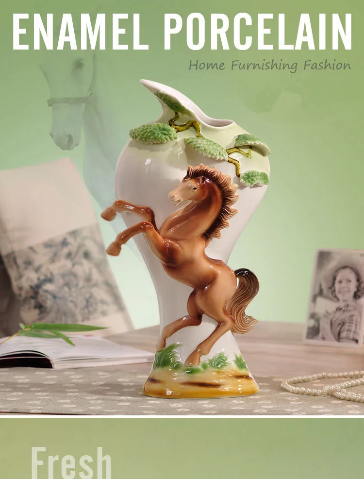 

Эмалированный фарфор, лошадь для достижения успеха, Европейский стиль, Настольная Ваза, керамическая лошадь