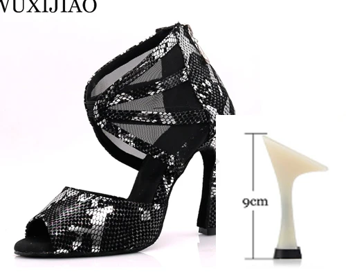 heel 9cm WUXIJIAO; Обувь для бальных танцев; женская обувь; zapatos de mujer; обувь для латинских танцев; обувь для сальсы; chaussure femme - Цвет: heel 9cm