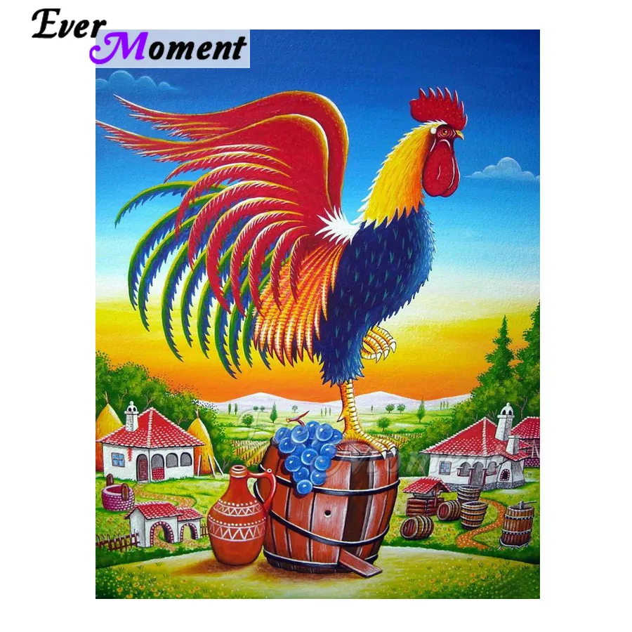 Ever Moment Алмазная картина Петух Курица ферма ручная работа полностью квадратная