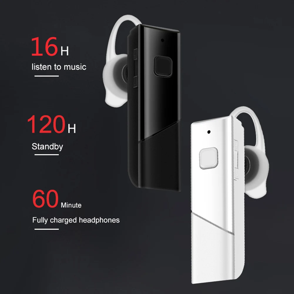 Bluetooth 5,0 Беспроводные наушники с одним ухом, гарнитура Bluetooth для бизнеса, 8 часов воспроизведения для бизнеса/вождения