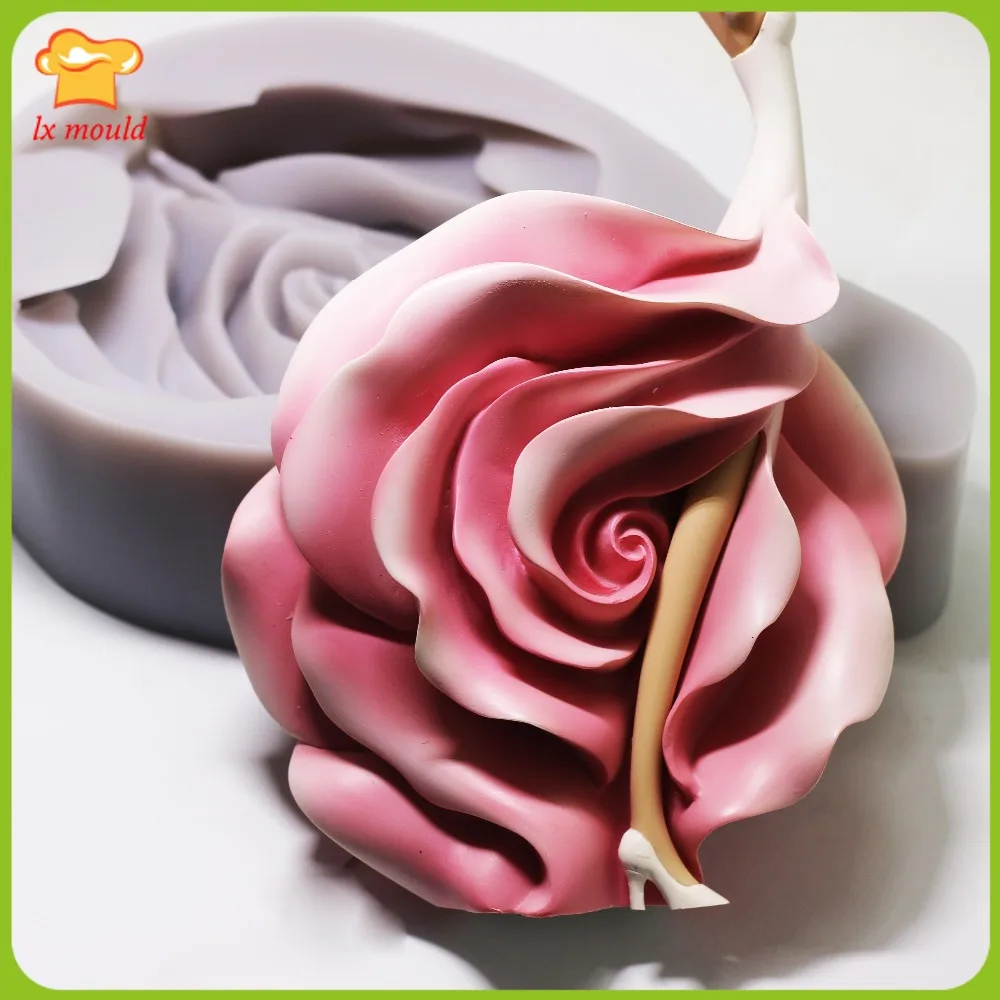 

LXYY New Style Rose Skirt Decoration Candle Wedding Holiday Festive Silicone Moulds
