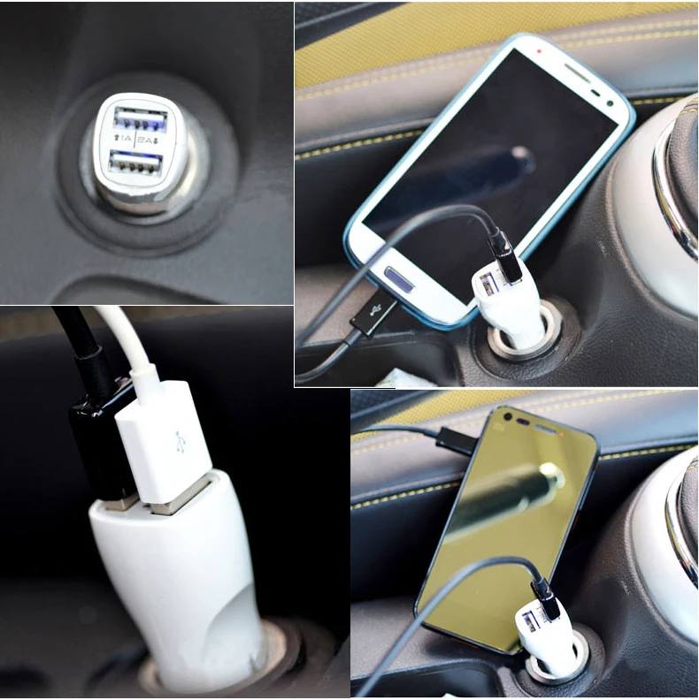 Автомобильное зарядное устройство с двумя USB портами 300 а для iPhone 6|Зарядные