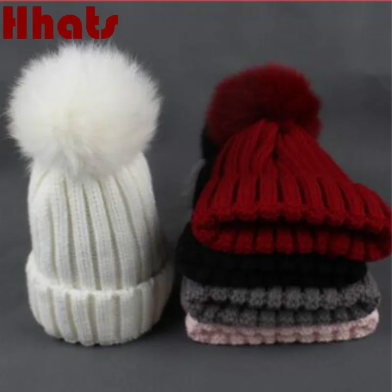 Детская зимняя шапка с помпоном из натурального Лисьего меха|winter hats caps|winter hatcap warm