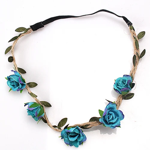 color 1 M MISM Boho Floral Headband For Women Hair Accessories New Wreath Headbands Kids Girls Rose Flowers Hair Bands Garland - Цвет: color 1