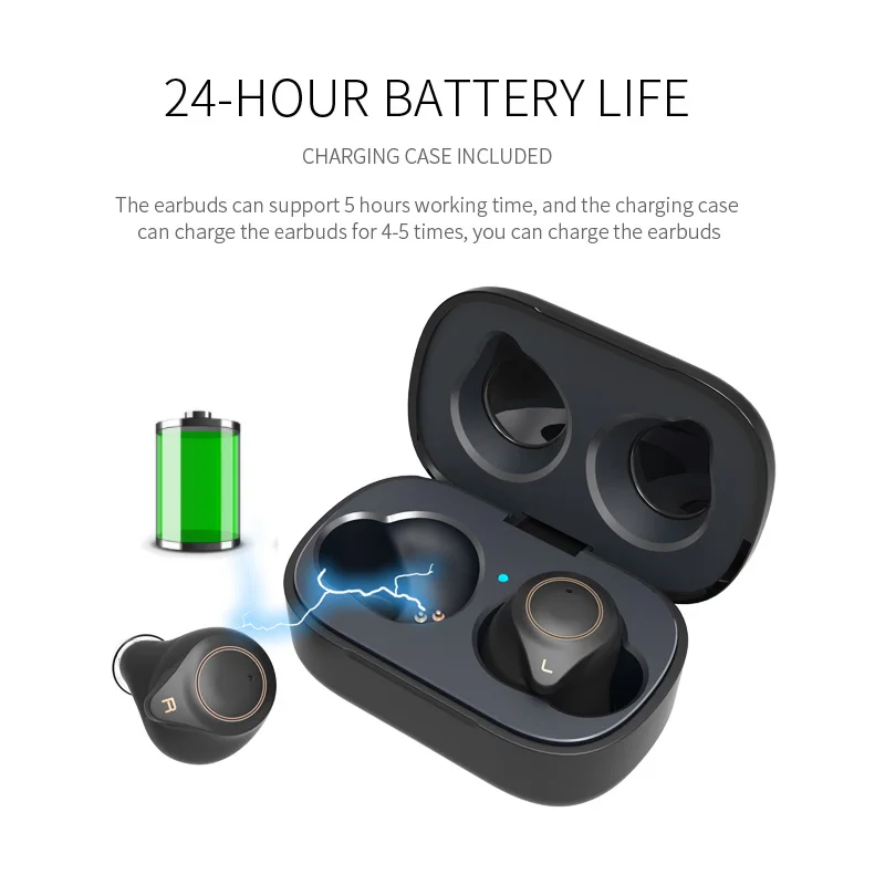 Wireless Earbuds Bluetooth 5.0 With MIC Deep Bass 3D HiFi Stereo Earphone APTX Noise Cancelling For Iphone XR XS Samsung Galaxy