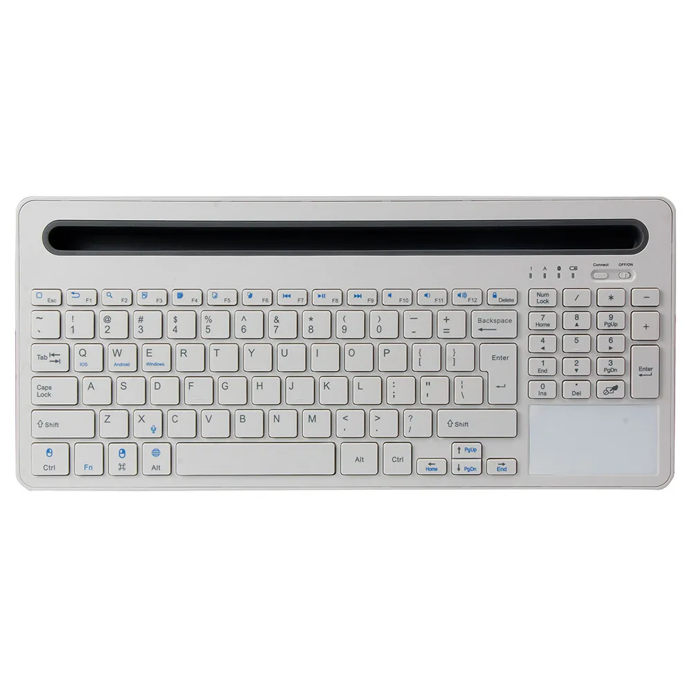 Новая ультра тонкая беспроводная клавиатура Bluetooth с сенсорной панелью для