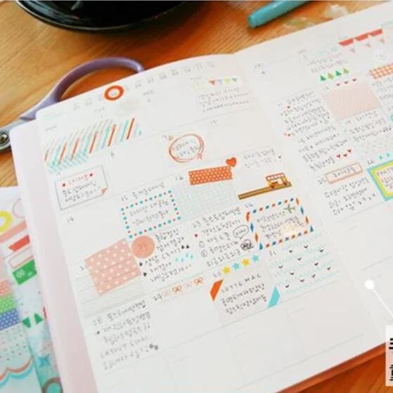 6 листов/упаковка/партия Новый кавайный красочный Радужный дневник стикер s