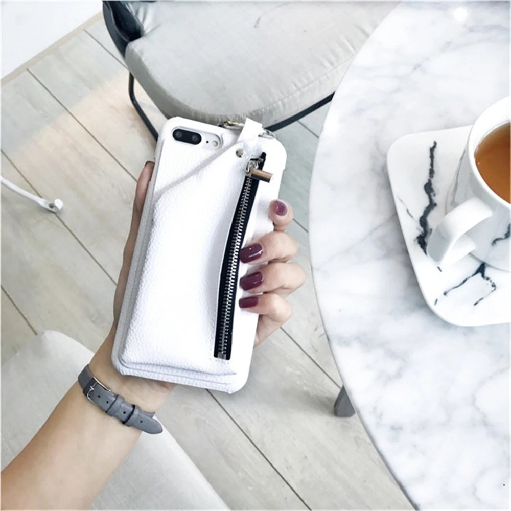 Черный розовый белый кожаный чехол-кошелек на молнии для iphone 8 8plus чехол 7 7plus 6 6S Plus