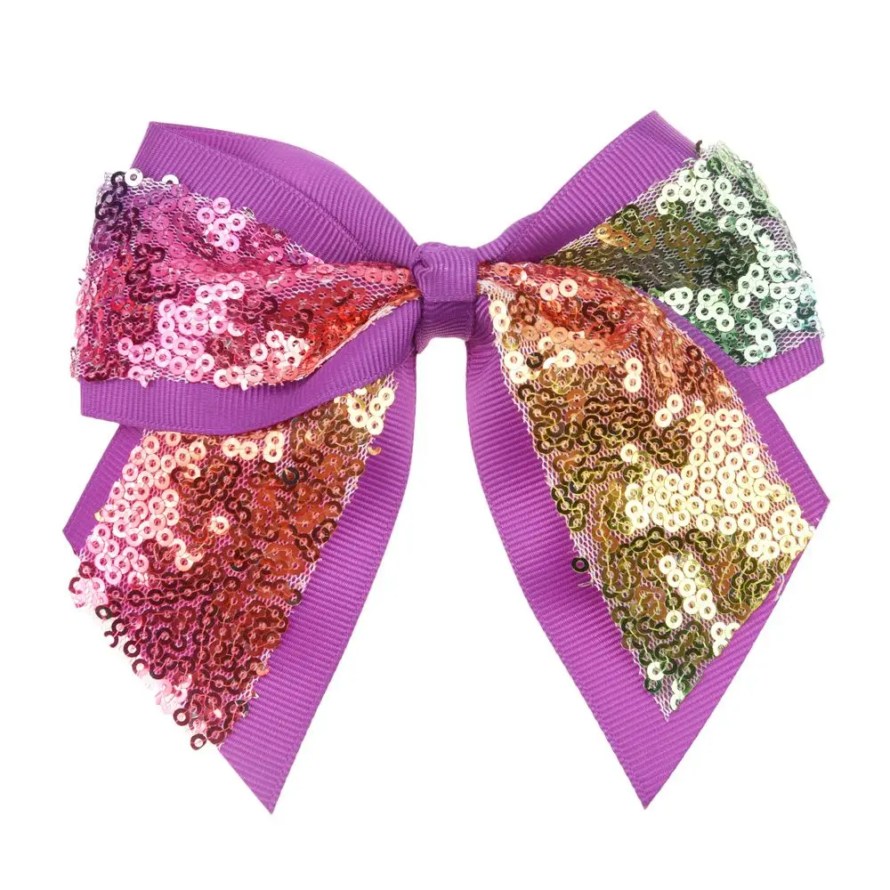 Purple 4 шт. 12 см Блестящая лента банты Бутик аксессуаров для волос банты для волос без заколки для повязки на голову бант аксессуар - Цвет: Purple