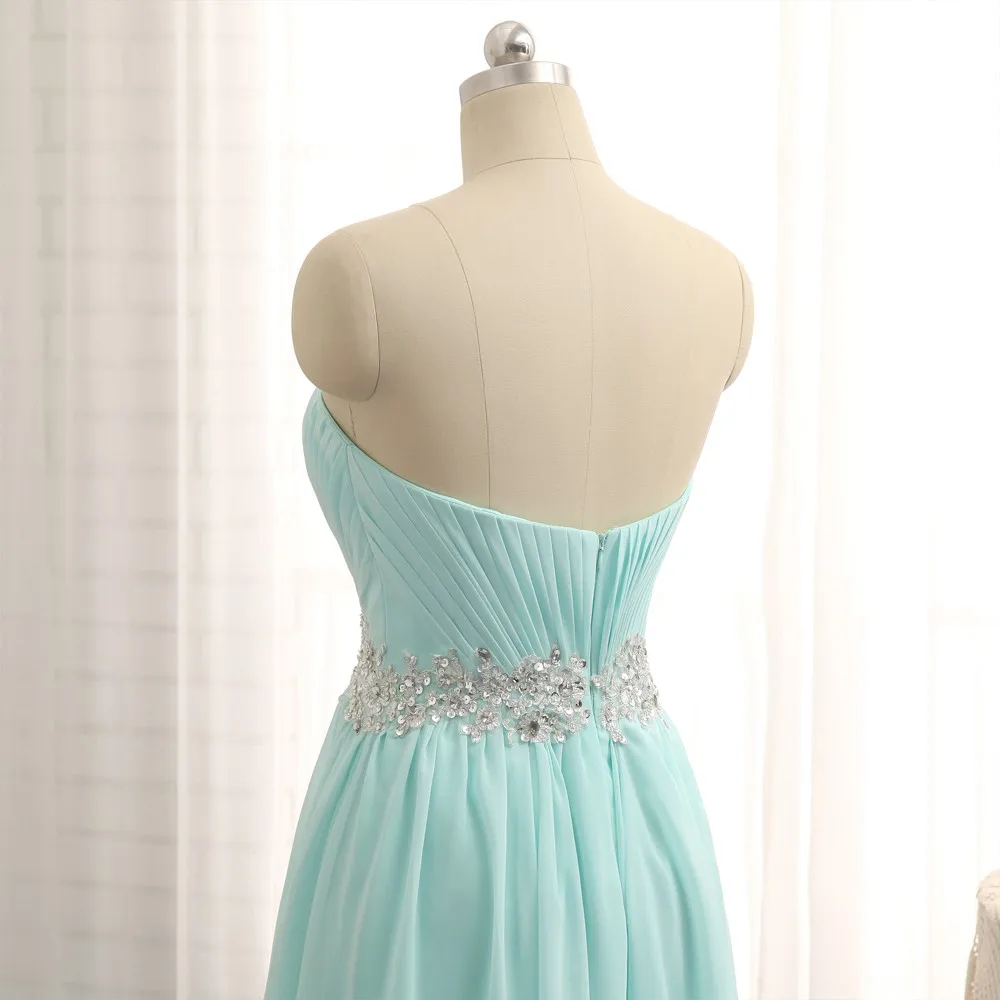 Небесно-Голубые Вечерние платья а-силуэта без бретелек шифоновое платье с