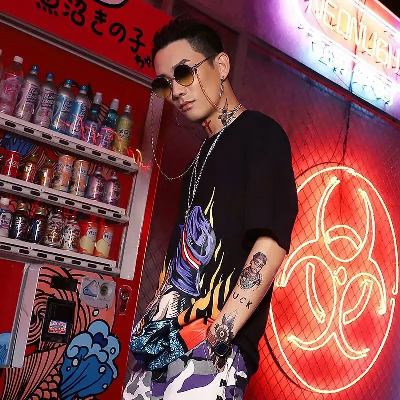 Летняя брендовая мужская футболка с короткими рукавами Мужская свободная