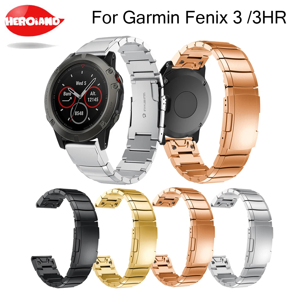 26 мм Quick Fit Металл Нержавеющая сталь часы ремешок Браслет для Garmin Fenix 5X Plus/Fenix 3/3 HR/D2/спуск Mk1 Смарт часы