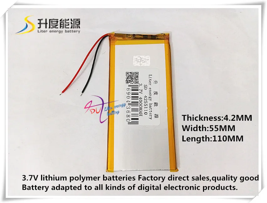 

3,7 V 4000mAH 4255110 литий-ионный полимерный/литий-ионный аккумулятор для планшетного ПК GPS power bank