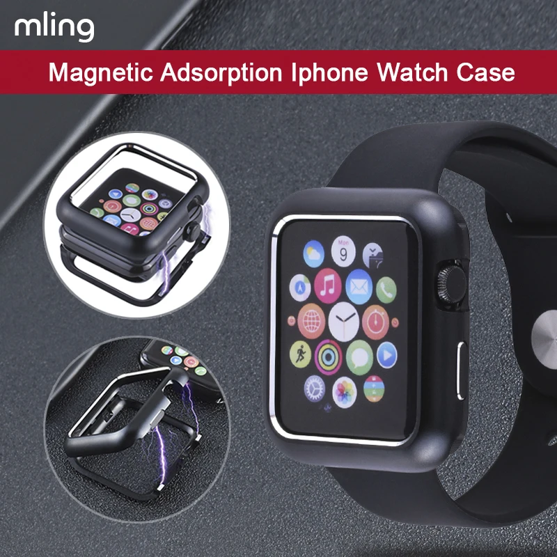 Магнитная Адсорбция Алюминиевый металлический чехол для Apple Watch версии 5 4 3 2 1 38 мм