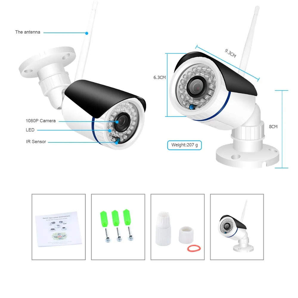 IP камера BESDER беспроводная 1080P Wi Fi с дуплексным аудио ночным видением и датчиком