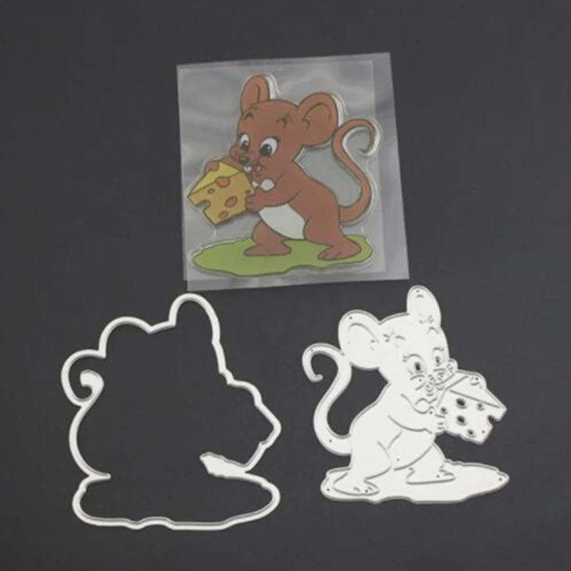 

SCD474 Mouse Metal Cutting Dies For Scrapbooking Stencils DIY Album Cards Decoration Embossing Folder Die Cuts Clear Stamps Tool