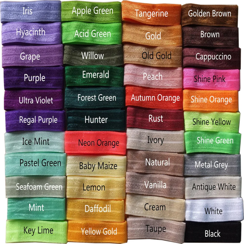 80 Colors Available 5/8'' Fold Over Elastic Ribbon Sewing elastic bands Hair Elastic fabric DIY Hair bow Apparel Accessories