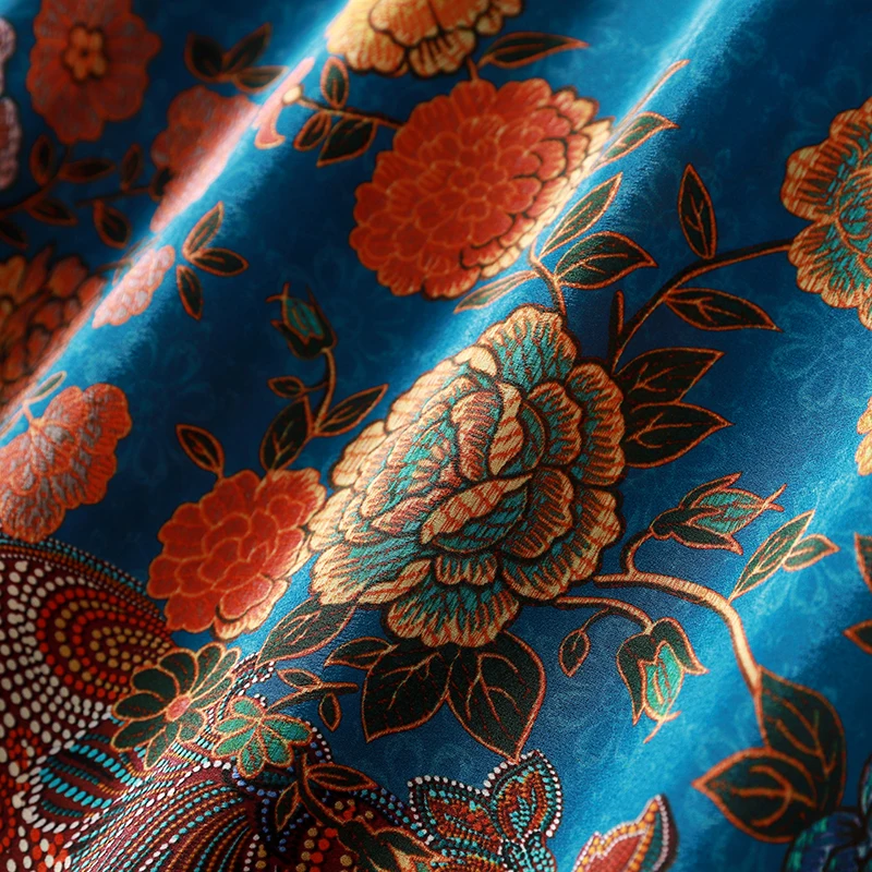 100% шелковое женское платье с принтом и пуговицами v образный вырез половина