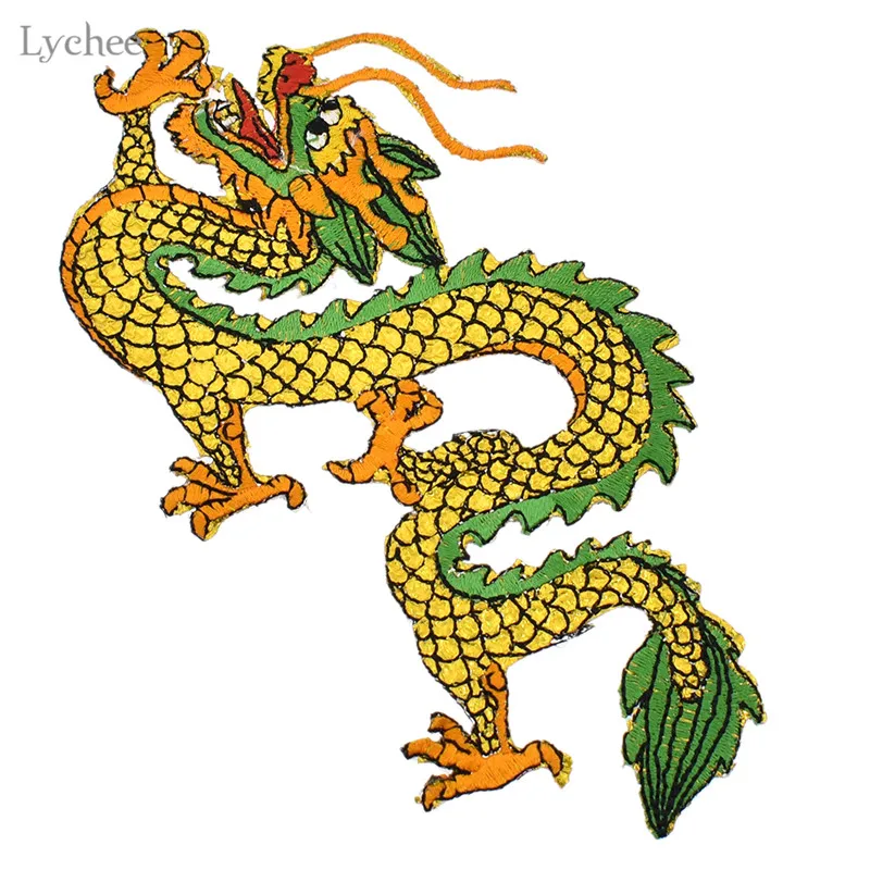 Lychee, 1 пара, китайский дракон, вышитые нашивки, железные нашивки, аппликация для одежды, ручной работы, шитье, ремесло