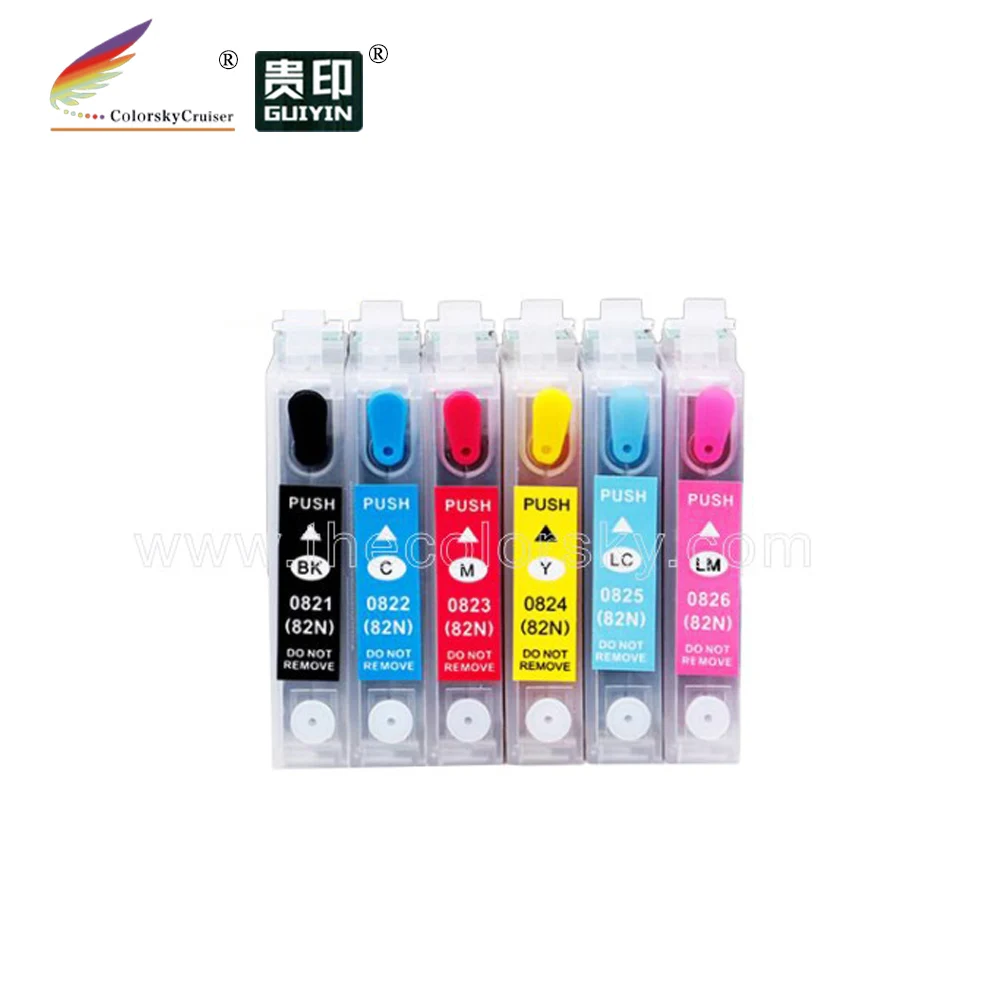 

(RCE821-826) refillable refill ink cartridge for Epson T0821-T0826 82 R270 R290 RX590 RX610 bk/c/m/y/lc/lm