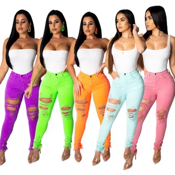 Женские узкие брюки с высокой талией длинные классические леггинсы дырками 5