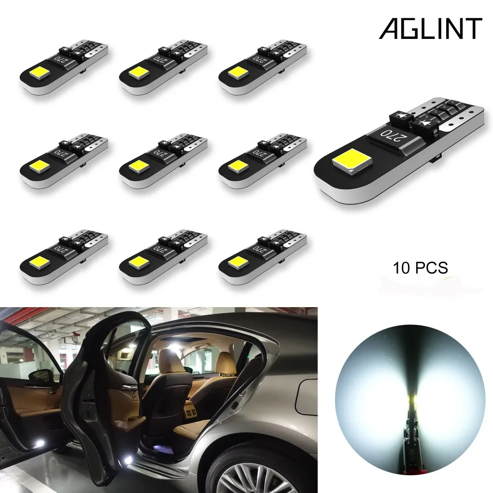 AGLINT 10 шт. T10 194 168 5W5 светодиодный светильник CANBUS без OBC автомобильный Купол Карта боковой маркер вежливое освещение белый неполярность DC12V