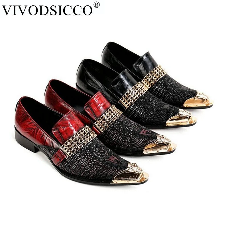 VIVODSICCO/Модные Мужские модельные туфли в итальянском стиле; мужские туфли в стиле ретро из натуральной крокодиловой кожи; вечерние и свадебные мужские лоферы без застежки на плоской подошве