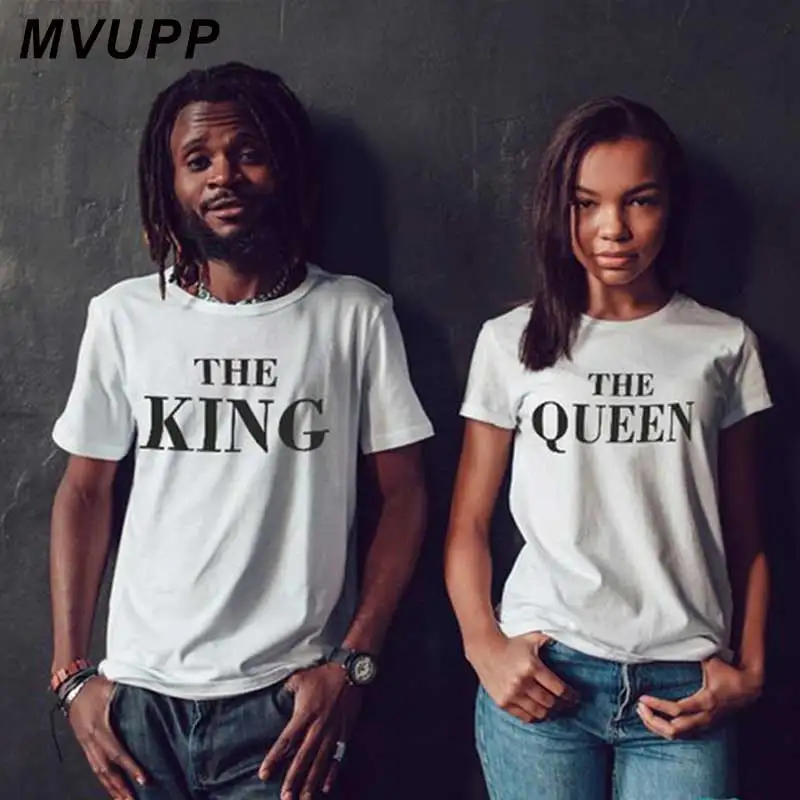 Парная одежда king queen для влюбленных забавная футболка мужа и жены топы женская
