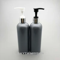 20 x 300ml silver collar lotion pump shampoo gray bottle containers for cosmetic packaging pet bottle with liquid soap dispenser