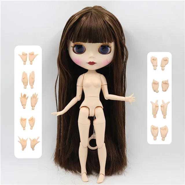 white matte face Фабрика blyth кукла 1/6 bjd шарнир тела темная кожа матовое лицо, фиолетовые волосы, кукла без одежды 30 см BL7216 - Цвет: white matte face