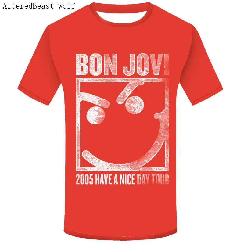 Мужская футболка bonjovi летняя с коротким рукавом и о вырезом в стиле хип хоп 3D